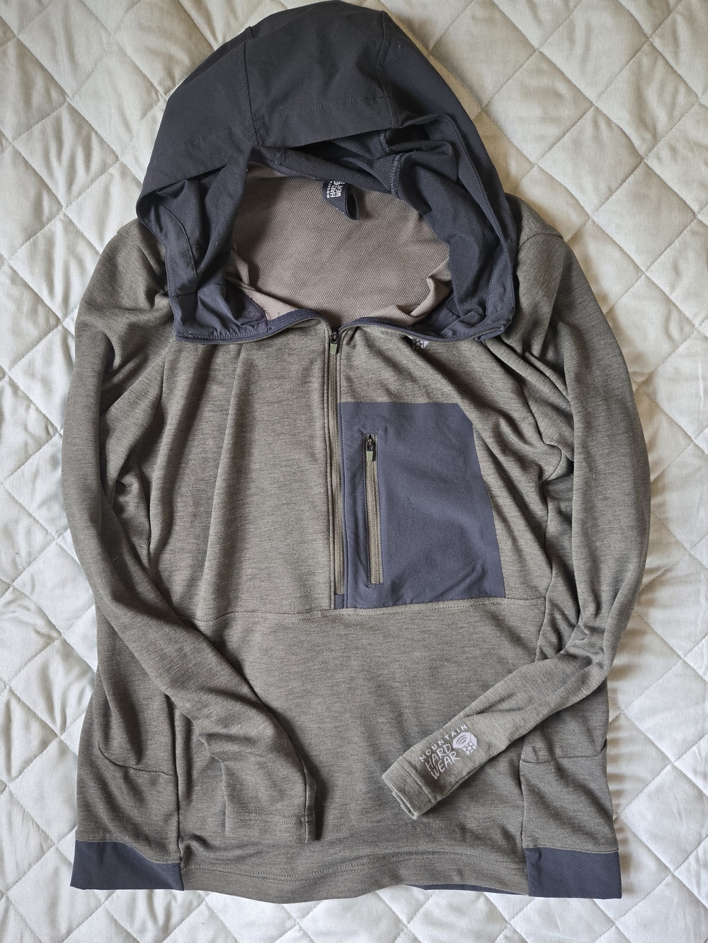 Mountain Hardwear Men's Olive Green Hoodie with Dark Gray Hood & Pocket